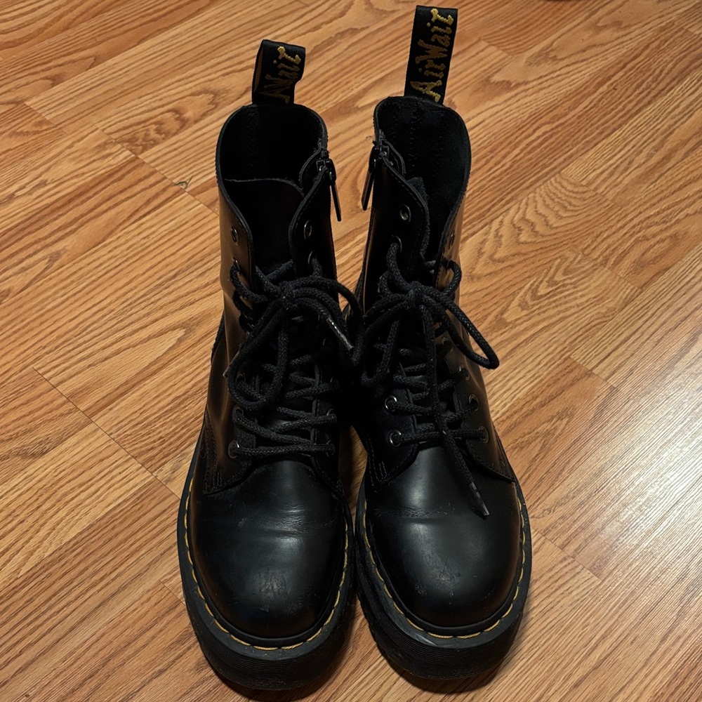 Dr Martens Leather Lace-Up Platform Boots